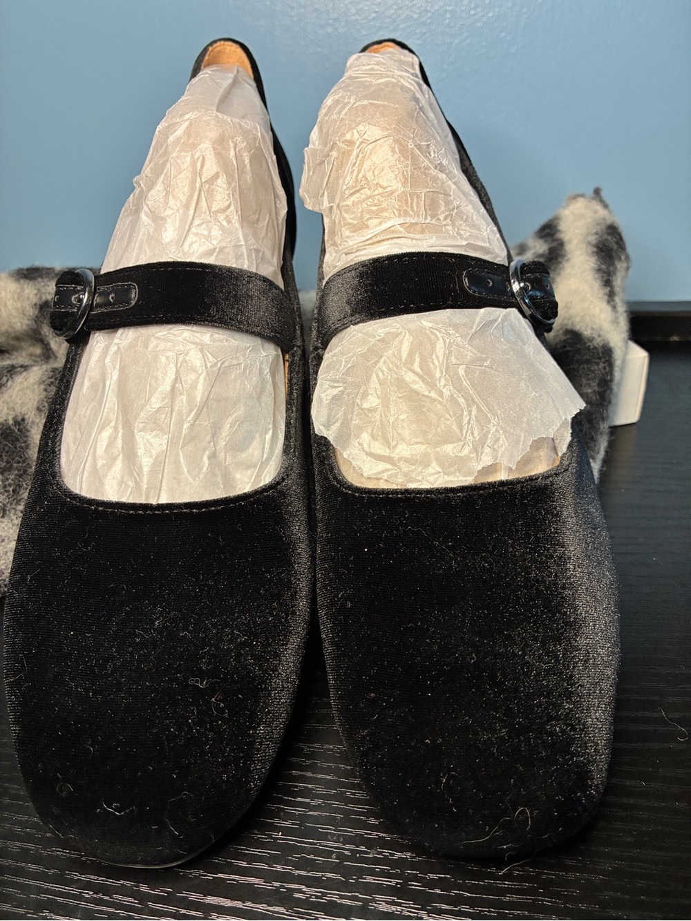 Naturalizer Black Velvet Mary Jane Flats with Buckle